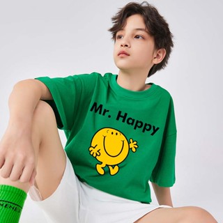 เสื้อยืด พิมพ์ลาย Happy Mr แฟชั่นสําหรับเด็กผู้ชาย ผู้หญิง อายุ 1-12 ปี ใส่ไปงานปาร์ตี้