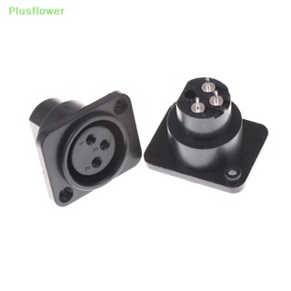 (Plusflower) ใหม่ แจ็คตัวเมีย XLR 3 Pin 3 ขั้วต่อซ็อกเก็ตแชสซี 2 ชิ้น