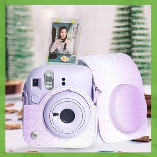 กระเป๋าสะพายไหล่ หนัง PU ใส่กล้องได้ สําหรับ Fujifilm Instax Mini 12