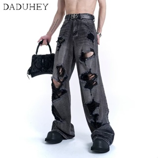 DaDuHey🔥 Mens 2023 Summer New High Street All-Matching Ripped Jeans American Style Ins Trend Handsome Casual Pants