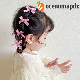 OCEANMAPDZ กิ๊บติดผม ประดับโบว์ ขนาดเล็ก ลายสก๊อตน่ารัก สไตล์เกาหลีเรโทร