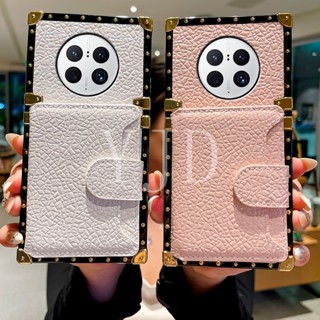 เคสหนัง ขอบตรง ทรงสี่เหลี่ยม กันกระแทก สําหรับ Huawei Mate 50 Pro Mate 40 Pro