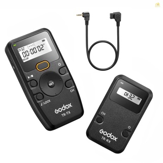 (spbpth)Godox Tr Series รีโมตควบคุมชัตเตอร์กล้องไร้สาย 2.4G (ตัวส่ง และตัวรับสัญญาณ) ตั้งเวลาได้ 6 ครั้ง 32 ช่อง ระยะควบคุม 100 ม. พร้อมสายชัตเตอร์ TR-S1