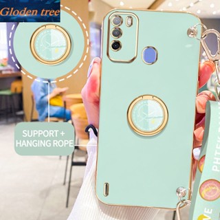 เคสโทรศัพท์มือถือ ลายต้นไม้ Gloden พร้อมขาตั้ง และสายคล้อง สําหรับ Infinix Itel S16 S17 P38 Vision 1 Pro Vision 3