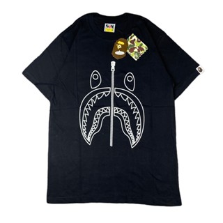 A BATHING APE เสื้อยืด พิมพ์ลายฉลาม Kaos APE BAPE สีดํา สําหรับอาบน้ํา