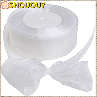 SHOUOUY ริบบิ้นผ้าออแกนซ่า สีขาว ชิมเมอร์เย็บผ้า 1-1/2 นิ้ว * 50 หลา สําหรับงานแต่งงาน