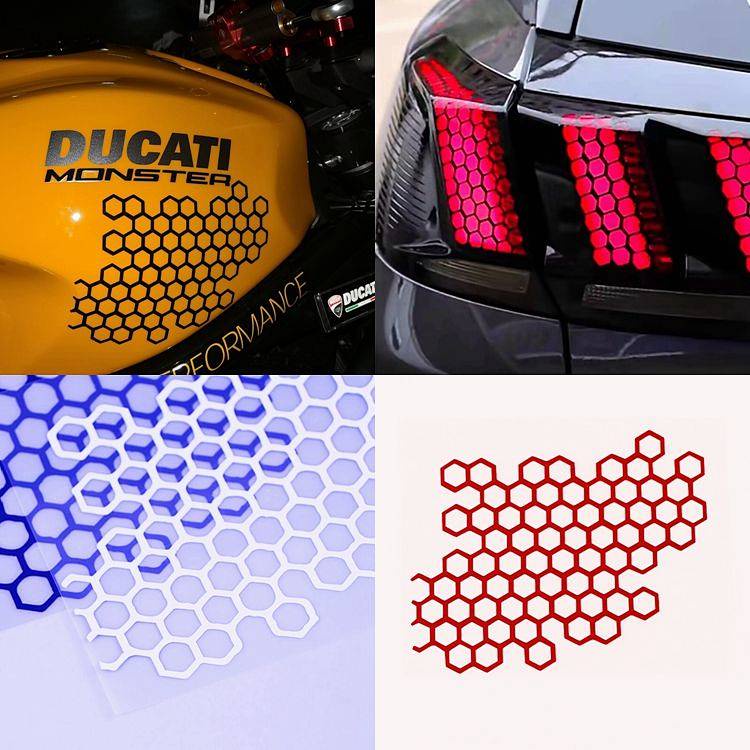 Fun Honeycomb Bumper Stickers Car Body Tail Scratch Hidden Personality Decorative Reflective Sticker Electric Motorcycle Modified Stickers 3fhE