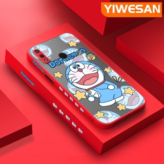 สําหรับ Huawei Y9 2019 เคสการ์ตูนน่ารัก โดราเอมอน บาง ฝ้า ใส ขอบสี่เหลี่ยม เคสกันกระแทก รูปแบบ ซิลิโคนนิ่ม