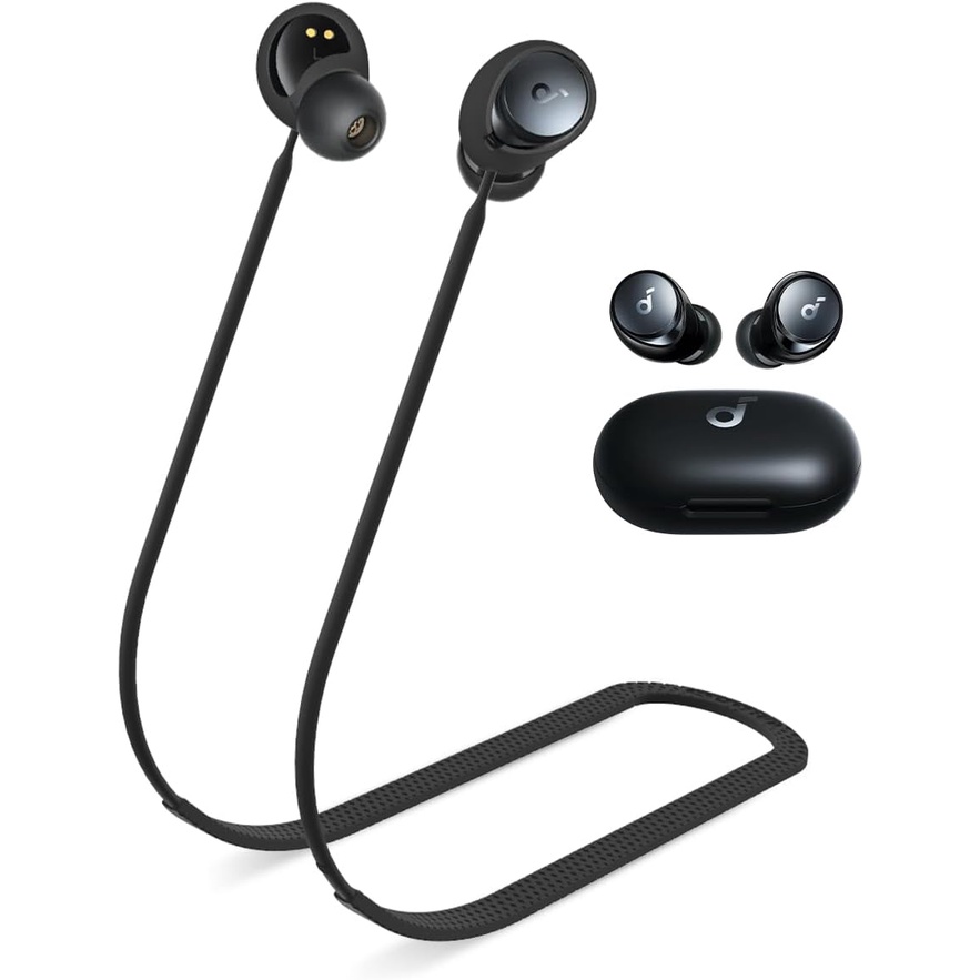 สายคล้องหูฟัง ซิลิโคนนิ่ม ป้องกันการสูญหาย พร้อมเชือกคล้องคอ สําหรับ Anker Soundcore Space A40 Anker