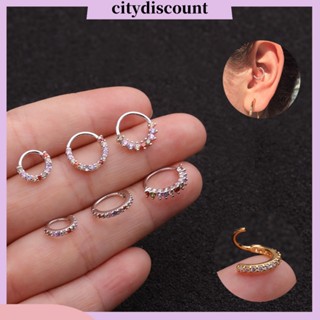 &lt;citydiscount&gt; ต่างหูห่วง ประดับเพทาย หลากสี เครื่องประดับ สําหรับผู้หญิง 1 ชิ้น