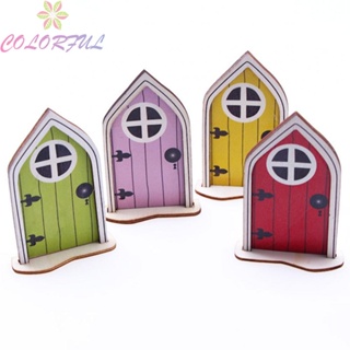 【COLORFUL】Garden Door Wooden Outdoor 1pc Art Ornament Elf Door Gnome Handpainted