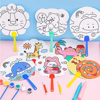 พัด DIY พัดที่สามารถระบายสีได้ พัดศิลปะ พร้อมส่ง