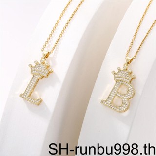 Initialnecklace สร้อยคอโซ่ จี้ตัวอักษรภาษาอังกฤษ คริสตัล สีทอง ของขวัญวันเกิด วันวาเลนไทน์