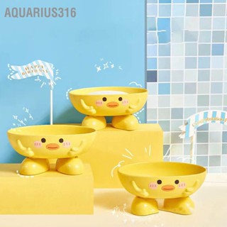  Aquarius316 กล่องใส่สบู่รูปเป็ดสำหรับเด็กการ์ตูนน่ารักแห้งเร็วที่ใส่สบู่เพิ่มความสูงพร้อมรูระบายน้ำหลายรูสำหรับห้องอาบน้ำ