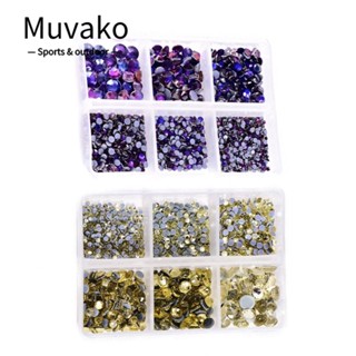 Muvako แก้วคริสตัล พลอยเทียม เรซิน 6.5 มม. 6 ขนาด 2 สี 2576 ชิ้น