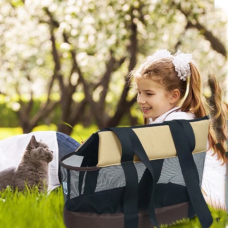pet car seat แบบสะพายข้าง สลิงตาข่าย ระบายอากาศได้ การเดินทางกลางแจ้ง กระเป๋าแมว กระเป๋าหมา รูปที่ 8