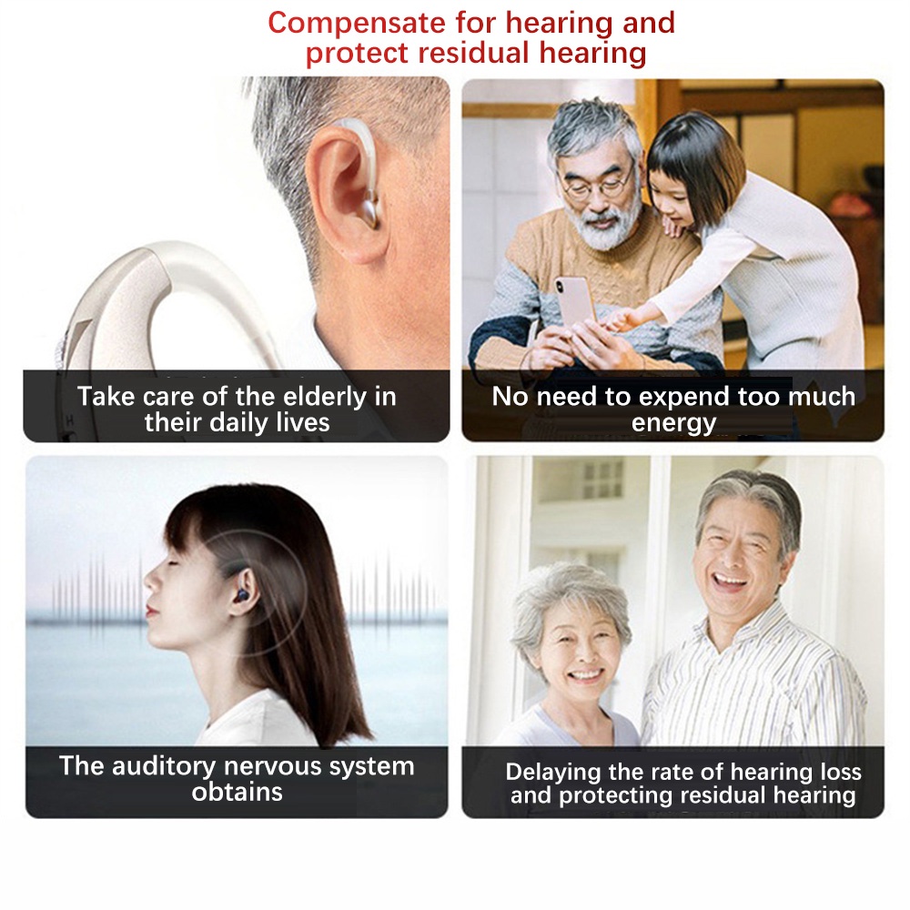 เครื่องช่วยฟังผู้สูงอายุแบบชาร์จไฟได้หลังหูหูฟังขยายเสียงดอกไม้