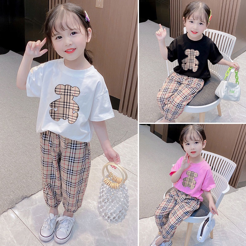 พร้อมส่ง ชุดเซ็ทเด็กผู้หญิง เสื้อผ้าเด็กผู้หญิง เสื้อยืดคอกลม+กางเกงกันยุง เด็กน่ารักใหม่ ชุดเซ็ต2ชิ้น 1-10ขวบ