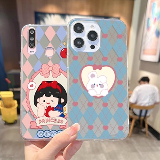 เคสกระจก ลายการ์ตูนเด็กผู้หญิงน่ารัก สําหรับ OPPO A3s A5 A9 A53 A33 A15 A15s A52 A92 A54 A16 A31 A78 A76 A83 A77 A98 A91 Reno 2 3 4 5 6 7 8 Z F T Pro F9 F11 เคสใส | J013