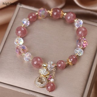 [highbuying] สร้อยข้อมือ ลูกปัดคริสตัล สตรอเบอร์รี่ ผู้หญิง เพชร กระเป๋าเงิน จี้ ยืดหยุ่น ปรับได้ กําไลข้อมือ ครบรอบ ปาร์ตี้ เครื่องประดับ ของขวัญ สินค้าใหม่