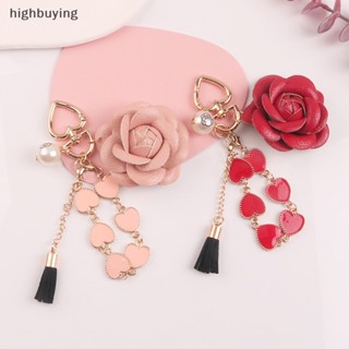 [highbuying] พวงกุญแจ หนัง PU จี้รูปดอกคามิเลีย ประดับไข่มุก หัวใจ ดอกไม้ หวานแหวว สําหรับผู้หญิง พร้อมส่ง