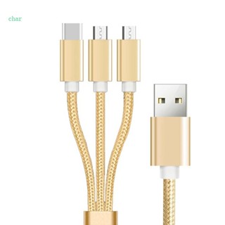 Char สายชาร์จ USB เป็น Micro TypeC 1 เป็น 3 สําหรับโทรศัพท์มือถือ แท็บเล็ต