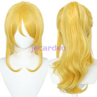 Jecarden Anime LoveLive! Love Live Eli Ayase วิกผมหางม้าสังเคราะห์ ทนความร้อน สีทอง 50 ซม. สําหรับคอสเพลย์