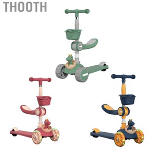 Thooth 3 Wheel Kick Scooter  Stable Multi Functional Exquisite Appearance Folding Plastic Adjustable Heigh for Yard