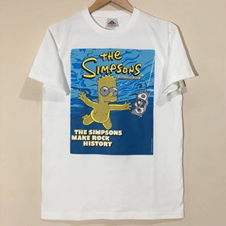 [พร้อมส่ง] เสื้อยืดแขนสั้น ผ้าฝ้าย พิมพ์ลาย Nirvana Simpsons แฟชั่นคู่รัก