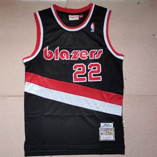 เสื้อเบลเซอร์ NBA Jersey Portland No. เสื้อกั๊กกีฬา ลายทาง สีน้ําเงินเข้ม 22 Drexler 539034