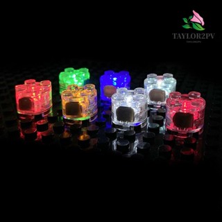 Taylor2pv บล็อคตัวต่อ LED 2x2 ทรงกลม เรืองแสง หลากสี ของเล่นสําหรับเด็ก