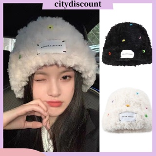 &lt;citydiscount&gt; หมวกบีนนี่ ผ้ากํามะหยี่ขนนิ่ม แบบหนา หลากสีสัน อบอุ่น แฟชั่นฤดูใบไม้ร่วง ฤดูหนาว สําหรับผู้หญิง