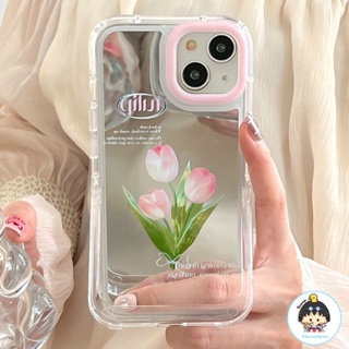 เคสป้องกันโทรศัพท์มือถือ TPU แบบนิ่ม ลายดอกทิวลิป สีชมพู กันกระแทก สําหรับ IPhone 11 14 13 12 Pro Max