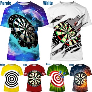 เสื้อยืดแขนสั้นลําลอง พิมพ์ลาย Dart Board 3 มิติ สไตล์สตรีท ไซซ์ XS~5XL