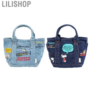 Lilishop Casual   Large  Multiple Pockets Cartoon Embroidery Denim for Commute