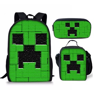 กระเป๋าเป้สะพายหลัง กระเป๋านักเรียน ลายการ์ตูน Minecraft สําหรับเด็กผู้ชาย