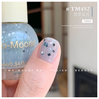 🌈ส่งจากไทย Two moons แบบมีกลิตเตอร์ สีทาเล็บกึ่งเจลสไตล์เกาหลี ทาเองได้ ไม่ต้องใช้เครื่องอบ สีสวยเหมือนไปทำที่ร้าน 💅🏻