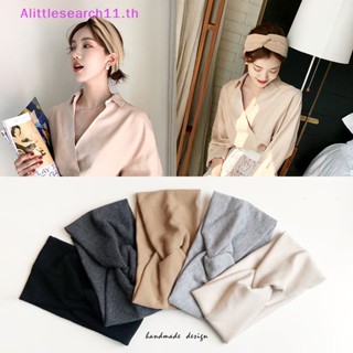 Alittlesearch11 ที่คาดผม ผ้าฝ้าย แบบนิ่ม ยืดหยุ่น สีพื้น สําหรับเด็กผู้หญิง ล้างหน้า