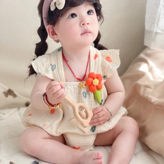 Ins ฤดูร้อน ใหม่ เด็กผู้หญิง แขนกุด ผ้าฝ้ายแท้ บอดี้สูท 0-24 เดือน ทารกแรกเกิด น่ารักมาก เจ้าหญิง รอมเปอร์ สไตล์เกาหลี
