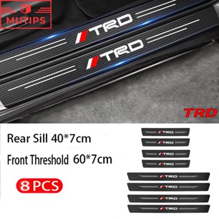 สติกเกอร์คาร์บอนไฟเบอร์ ป้องกันรอยขีดข่วน กันลื่น สําหรับ Toyota TRD 4 8 ชิ้น Corolla Cross bZ4X RAV4 Innova Yaris Vios Fortuner CHR Camry 4 8 ชิ้น