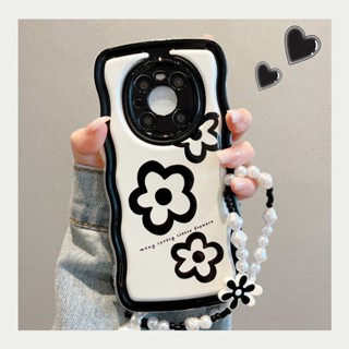 [พร้อมส่ง] ใหม่ เคสโทรศัพท์มือถือนิ่ม กันกระแทก ลายดอกไม้ พร้อมสายคล้อง สไตล์เรโทร เรียบง่าย สําหรับ Huawei mate50pro mate40pro mate30pro mate40e 50e