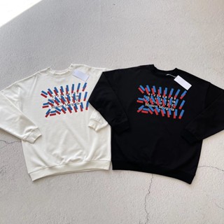 [GM3m] ผ้าฝ้ายแท้ หนัก 400 กรัม❗️M MM6 เสื้อกันหนาว คอกลม พิมพ์ลาย Maison Margiela Magiela สีแดง สีฟ้า