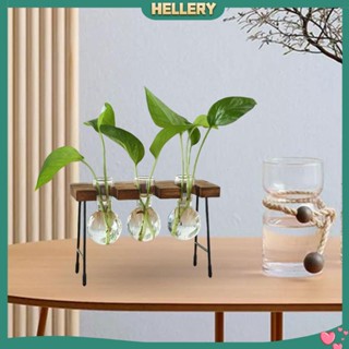 [HelleryTH] แจกันดอกไม้ แจกันแก้ว กรอบไม้ แจกันใส ดอกไม้ พืช สวนขวด โมเดิร์น สําหรับโต๊ะรับประทานอาหาร กลาง