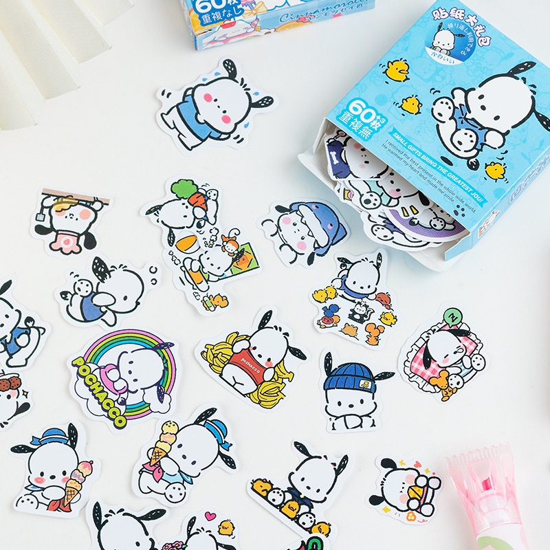 สติกเกอร์ ลายการ์ตูนอนิเมะ Sanrio น่ารัก เหมาะกับของขวัญวันเกิด สําหรับตกแต่งแล็ปท็อป แก้วมัก 60 ชิ้น