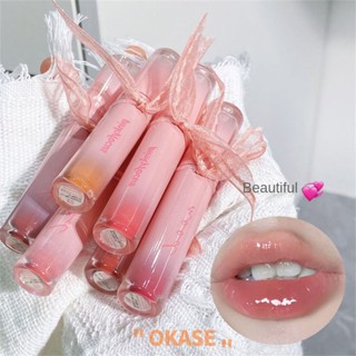 PinkyFocus Lip Tint Glossy Mirror Non-stick Cup Lip Glaze Moisturizing Jelly Texture Glass ลิปกลอส Ready