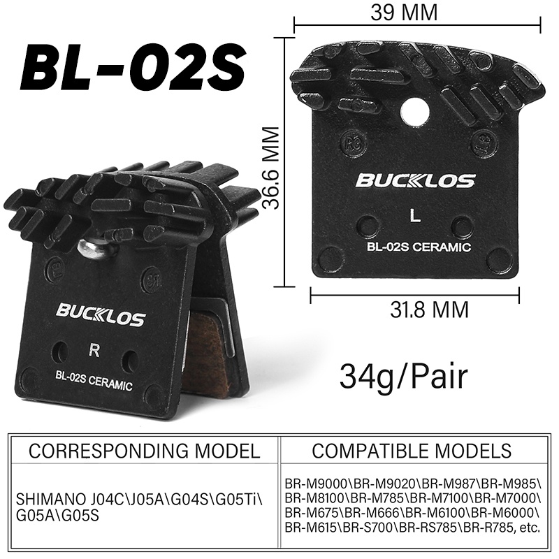 Buckos ผ้าเบรกเซรามิค สําหรับจักรยานเสือภูเขา Shimano M8100 M7100 RS805 M640 M7120 - รูปที่ 5