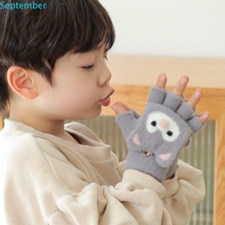 SEPTEMBER Children Gloves Winter Outdoor For Kids Bear Shape Children Fingerless Half Finger Gloves