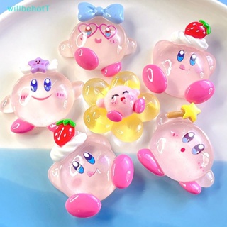 [WillbehotT] แผ่นเรซิ่นเรืองแสง ลายการ์ตูนอนิเมะ Star Kirby ขนาดใหญ่ สําหรับทําเครื่องประดับผม DIY จํานวน 1 ชิ้น