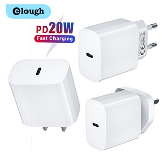 Elough อะแดปเตอร์ชาร์จโทรศัพท์มือถือ 20W USB C ปลั๊ก UK US EU ชาร์จเร็ว