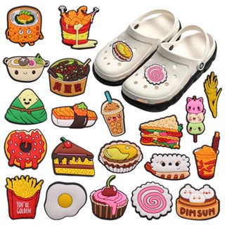 จี้การ์ตูนแซนวิชเค้ก Crocs Pin โดนัทก๋วยเตี๋ยว Jibbitz Charm ชานมรองเท้า Charms ทอดอาหาร Jibbits Crocks ผู้หญิงรองเท้าอุปกรณ์เสริมตกแต่ง